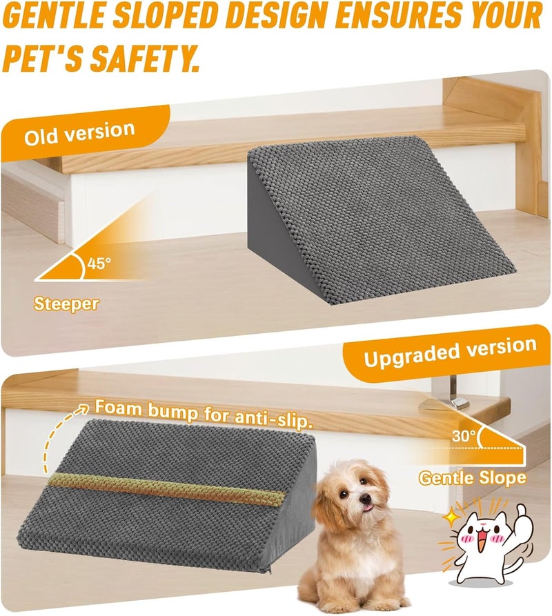 INRLKIT 40D Density Foam Dog Ramp with Anti-Slip Bump for Stairs Suits for Small Dogs Cats, Pet Ramp Steps Stairs for Staircase Indoor with Self-Sticky Pads to Fix(6Pack, Gray) - Image 5